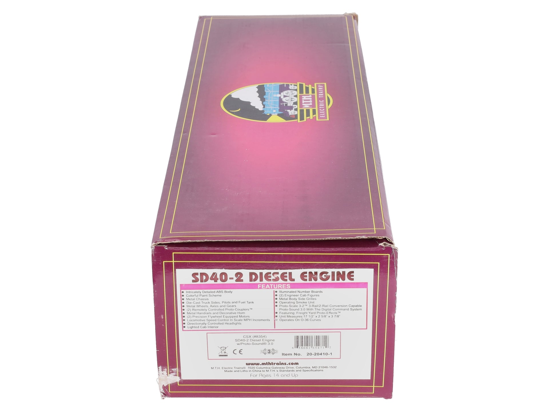 MTH 20-20410-1 O CSX SD40-2 Diesel Engine With Proto-Sound 3.0 #8249