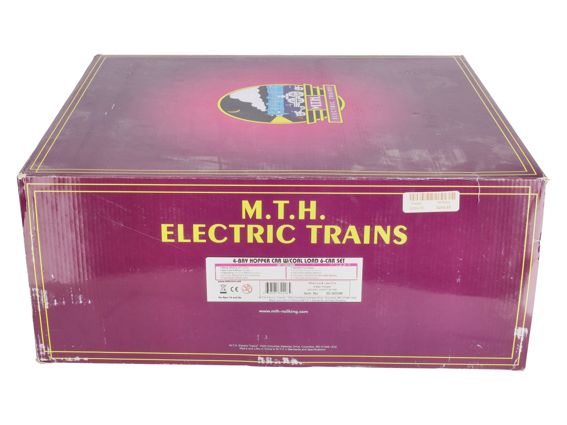 MTH 20-90598 O Wheeling & Lake Erie 4-Bay Hopper Car Set (Set of 6)