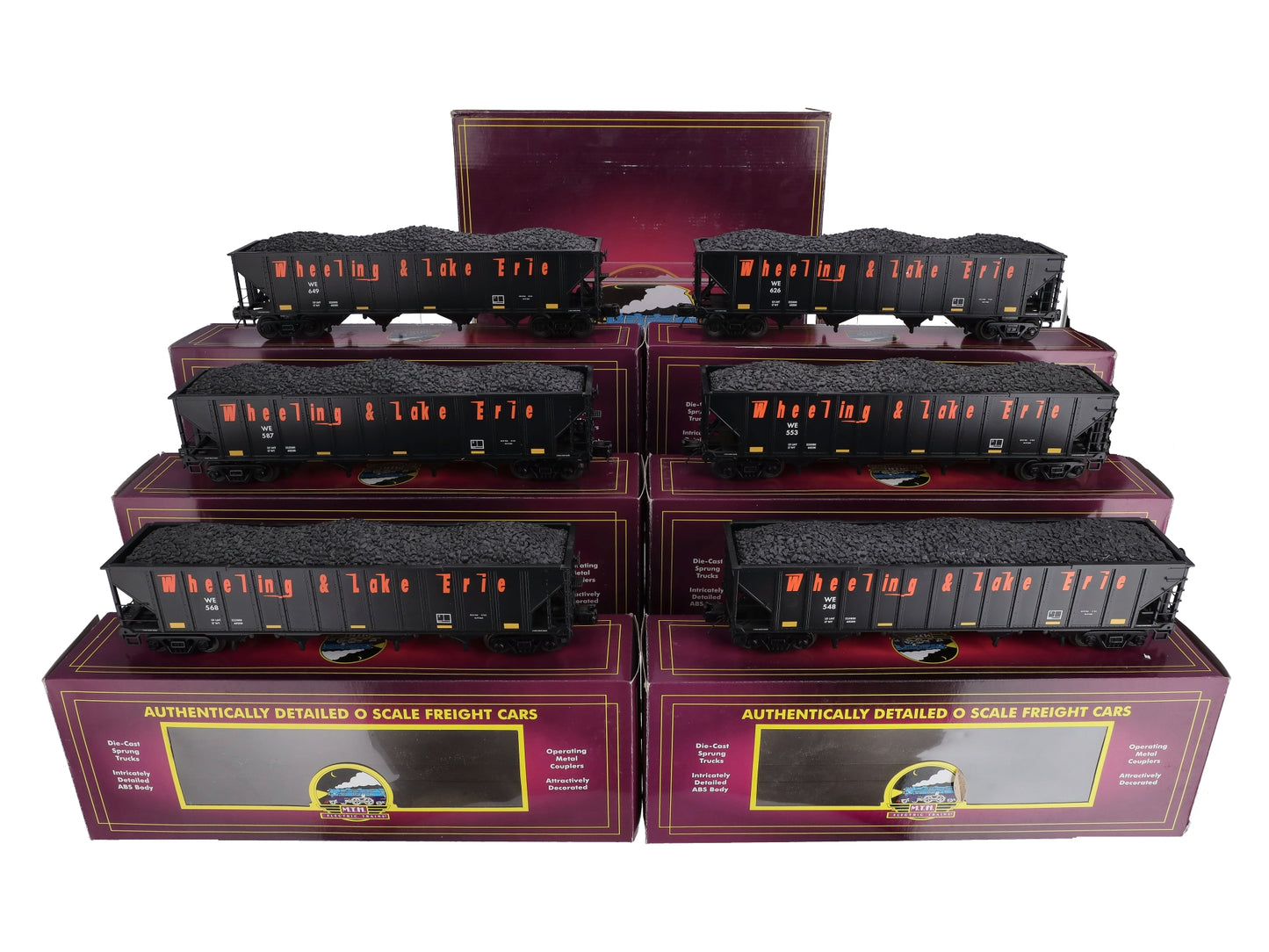 MTH 20-90598 O Wheeling & Lake Erie 4-Bay Hopper Car Set (Set of 6)