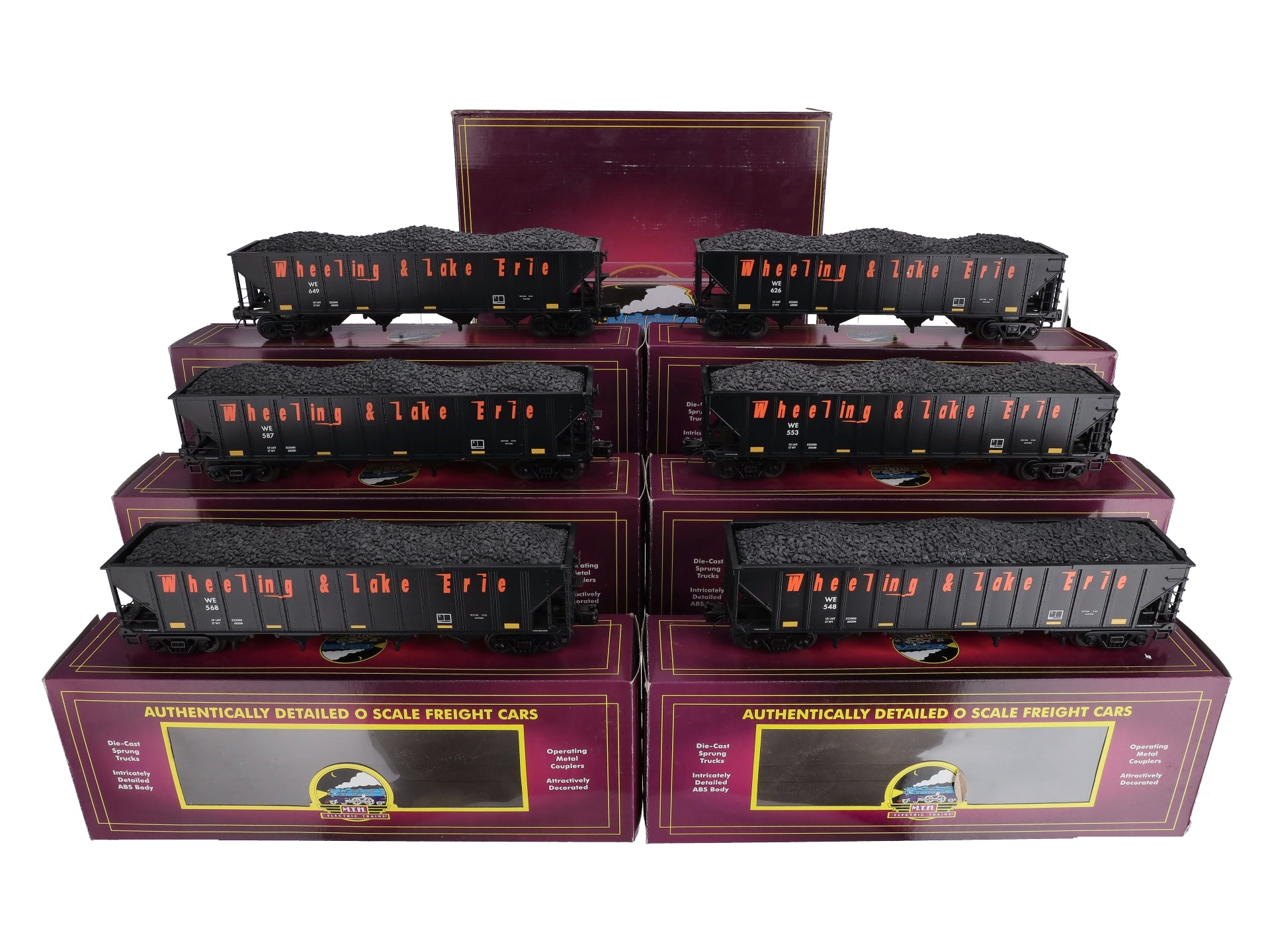 MTH 20-90598 O Wheeling & Lake Erie 4-Bay Hopper Car Set (Set of 6)