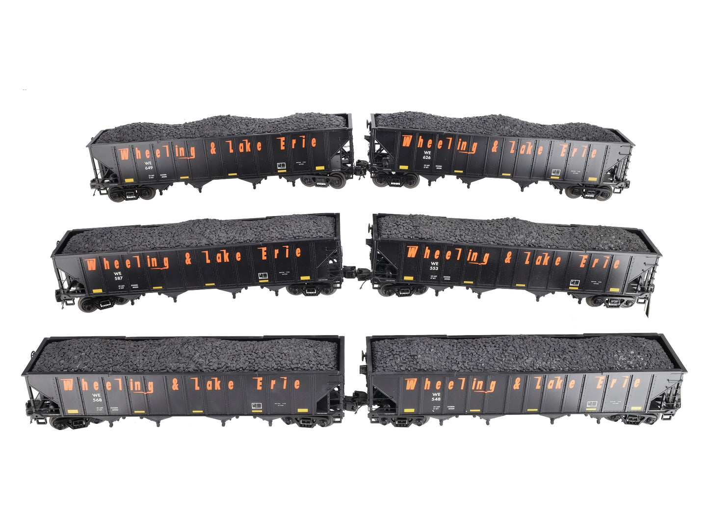MTH 20-90598 O Wheeling & Lake Erie 4-Bay Hopper Car Set (Set of 6)