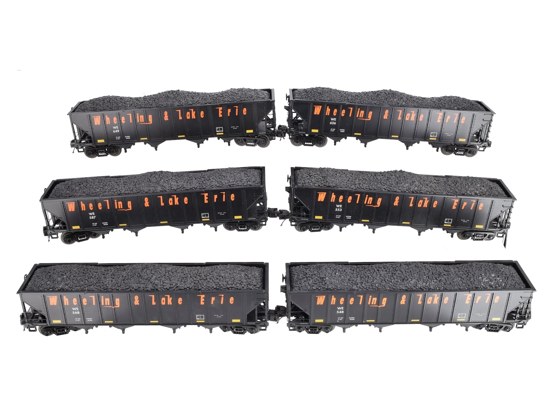 MTH 20-90598 O Wheeling & Lake Erie 4-Bay Hopper Car Set (Set of 6)