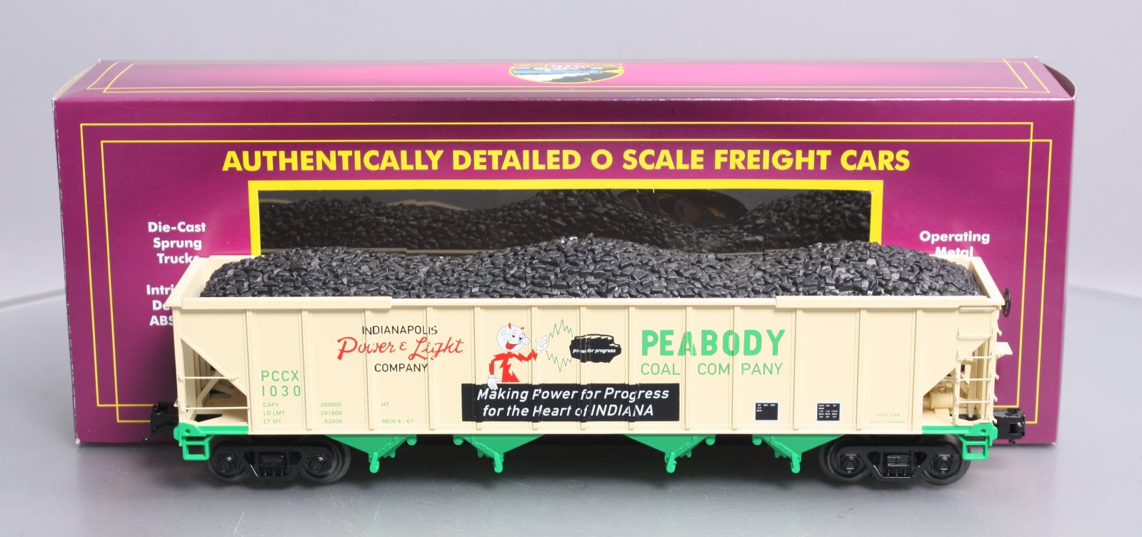 MTH 20-97903 O Gauge Peabody Coal Company 4-Bay Hopper #1030 – Trainz