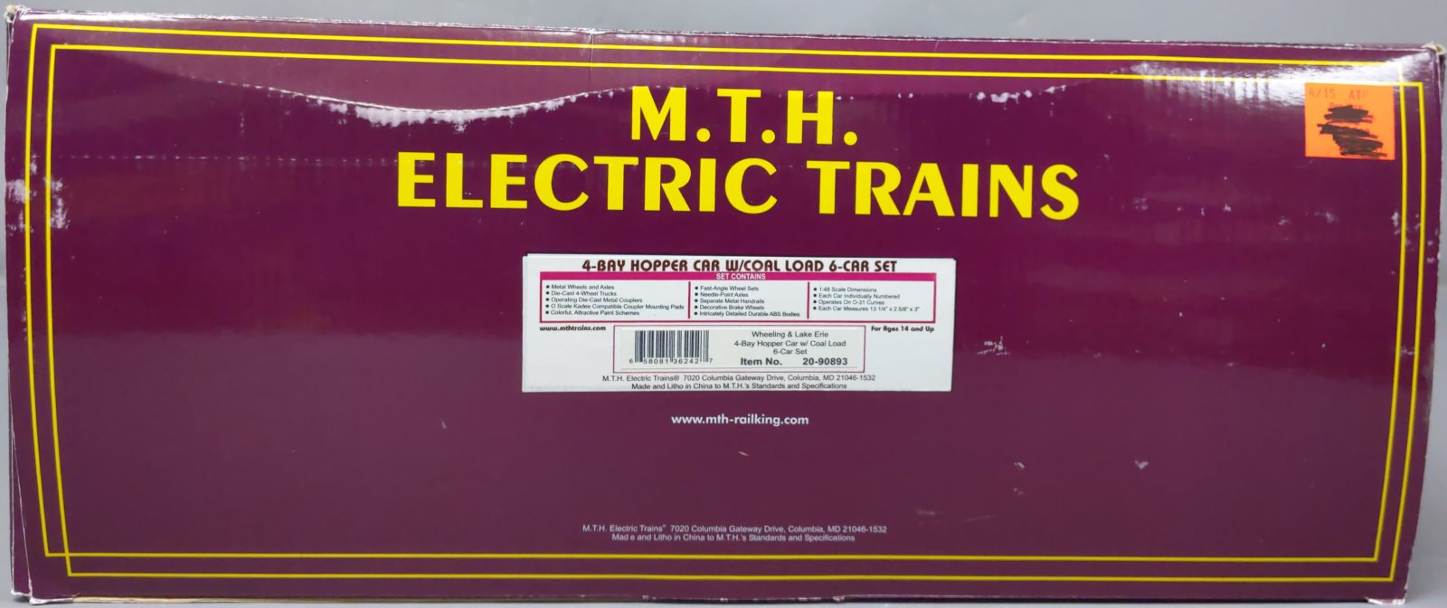MTH 20-90893 O W&LE 4-Bay Hopper (Pack of 6)