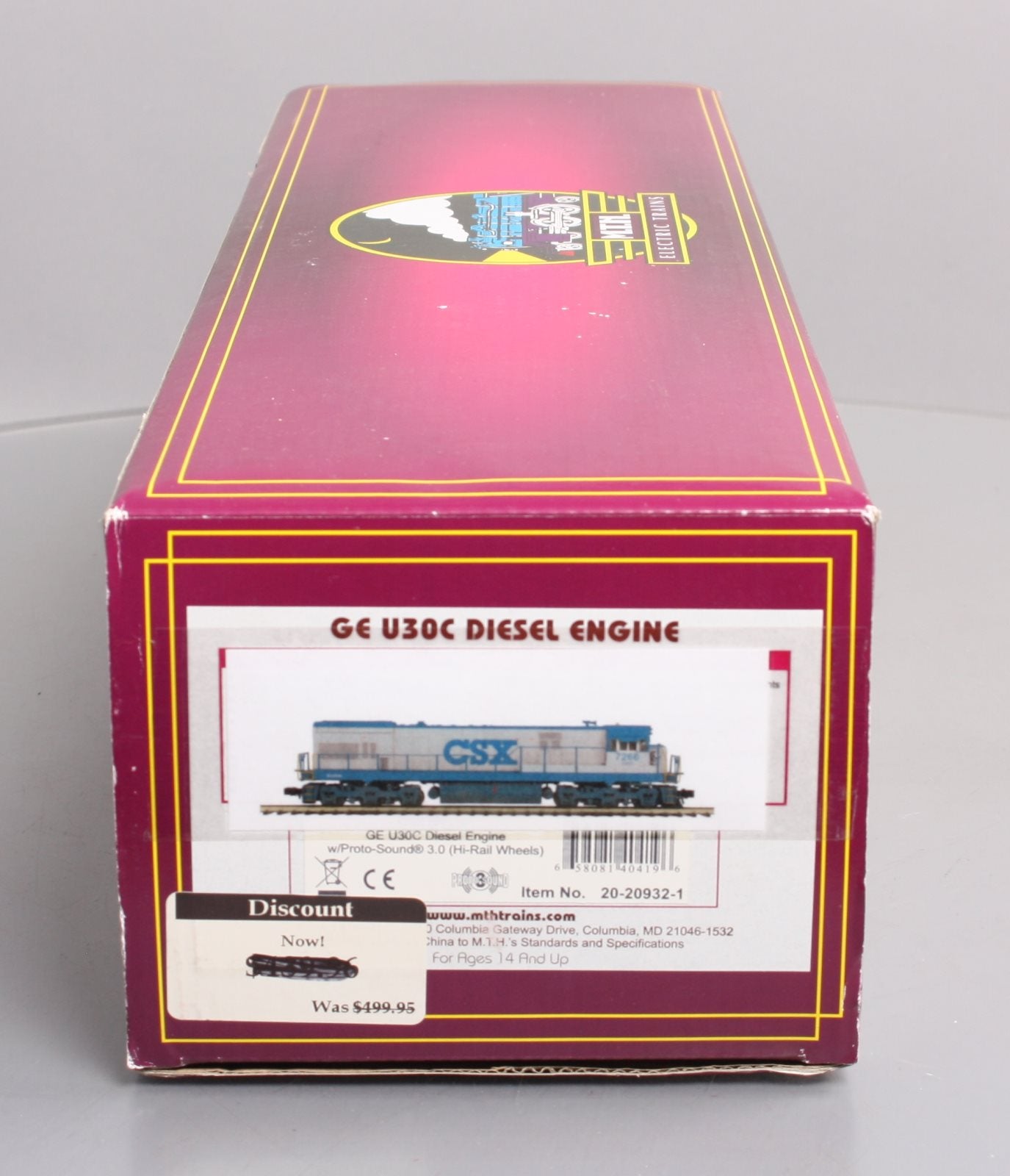 MTH 20-20932-1 O CSX U30C Diesel Engine with PS-3.0 (Hi-Rail) #7266