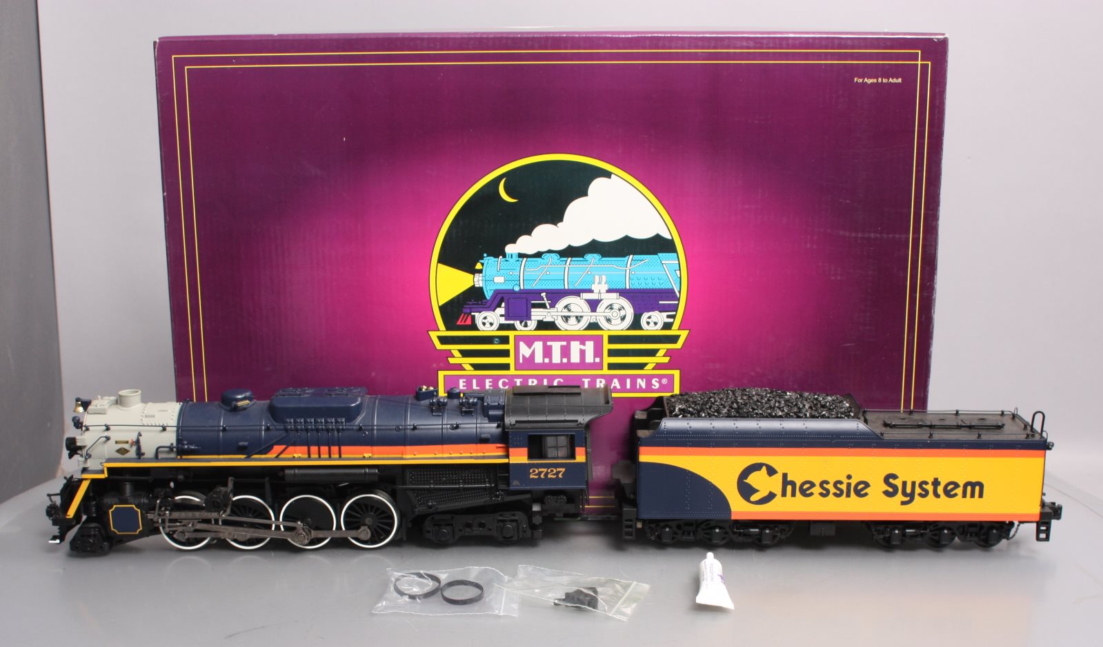 MTH 20-3289-1 Chessie 2-8-4 Berkshire Steam Locomotive Hi-Rail w/PS2 #2727