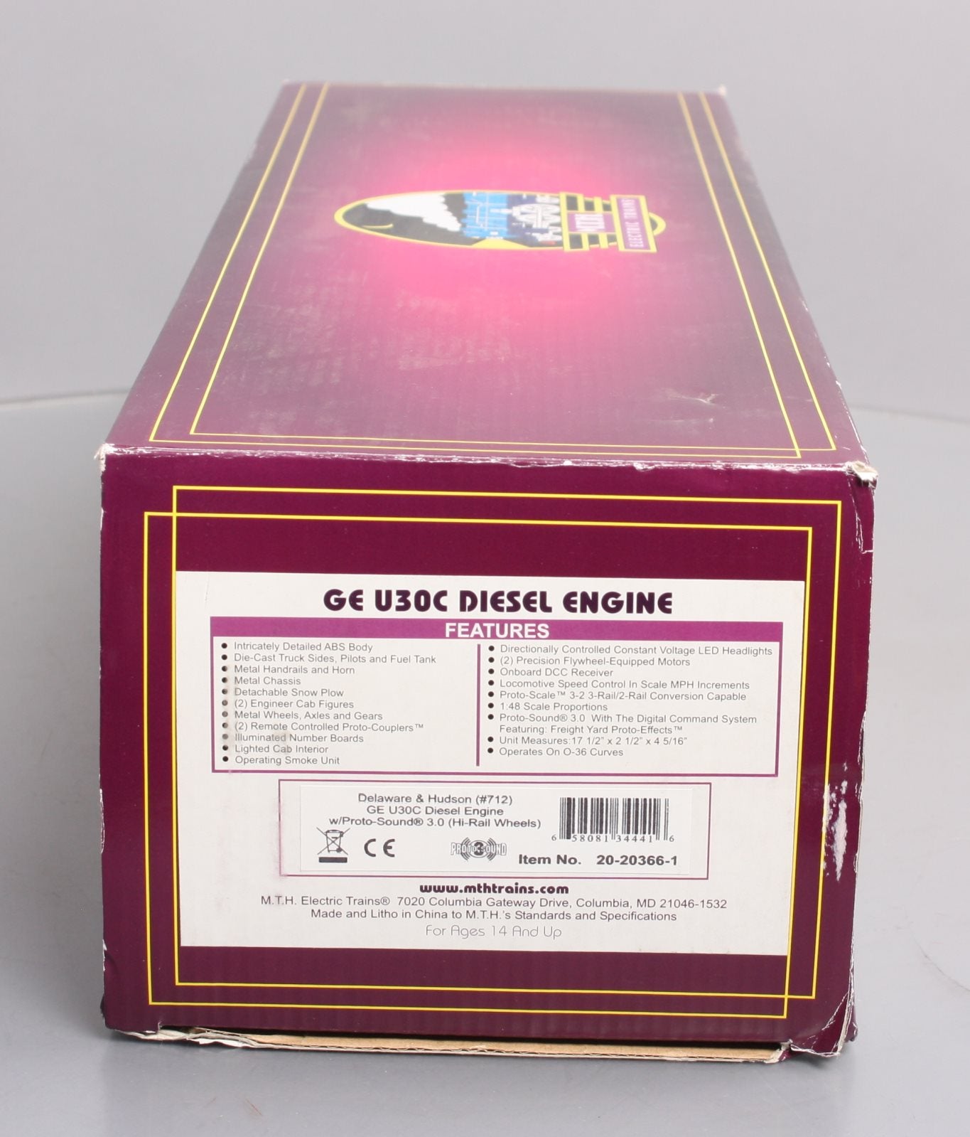 MTH 20-20366-1 O Delaware & Hudson GE U30C Diesel Engine w/Proto-Sound 3.0
