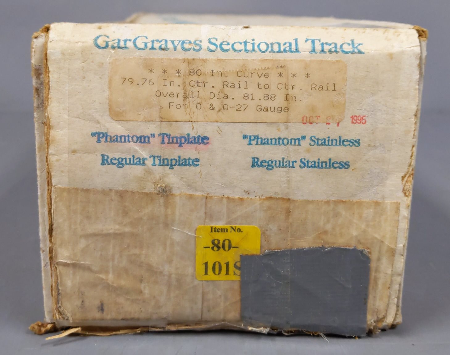 Gargraves 80-101S O 3 Rail Phantom Tinplate 80