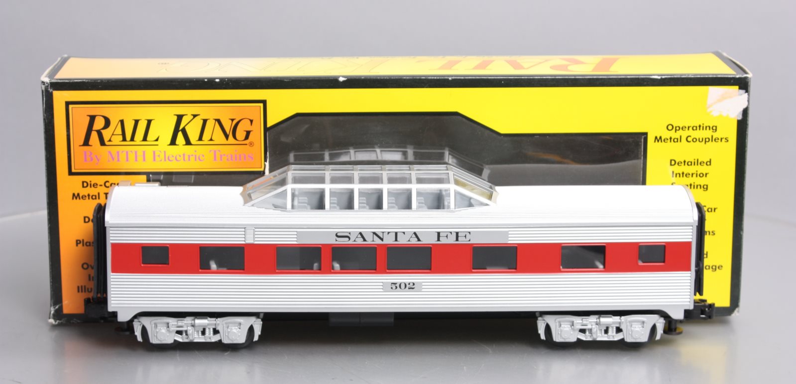 MTH 30-6012 O Gauge Santa Fe 0-27 Streamlined Vista Dome Car #502 LN/Box