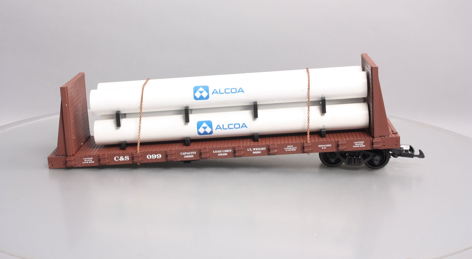 USA Trains R17617A G C&S Pipe Load Flat Cars (BC Red) #099