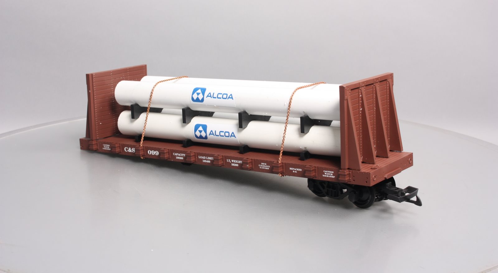 USA Trains R17617A G C&S Pipe Load Flat Cars (BC Red) #099