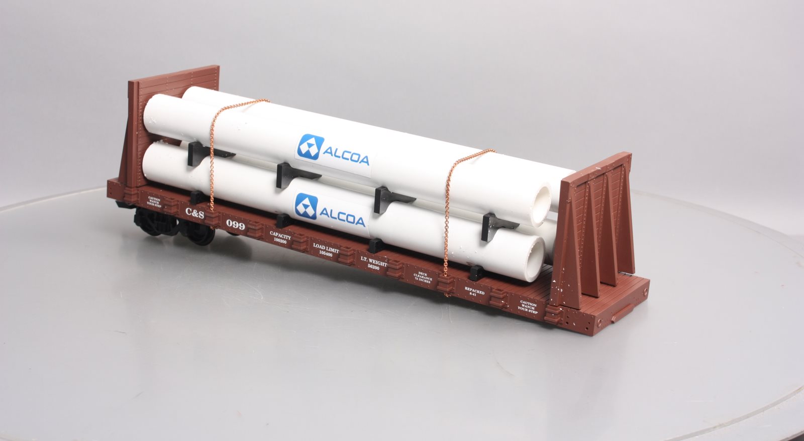 USA Trains R17617A G C&S Pipe Load Flat Cars (BC Red) #099