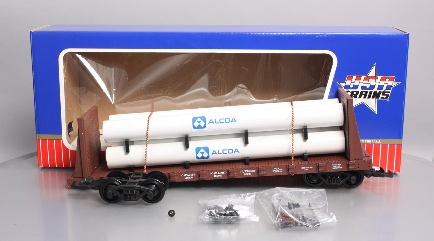 USA Trains R17617A G C&S Pipe Load Flat Cars (BC Red) #099