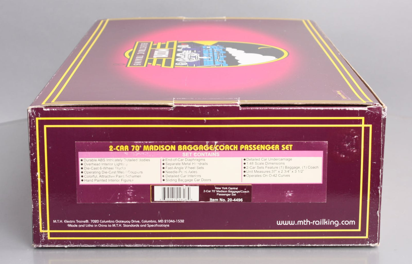 MTH 20-4496 O NYC 70’ Madison Baggage/Coach Passenger Car Set (Set of 2) LN/Box
