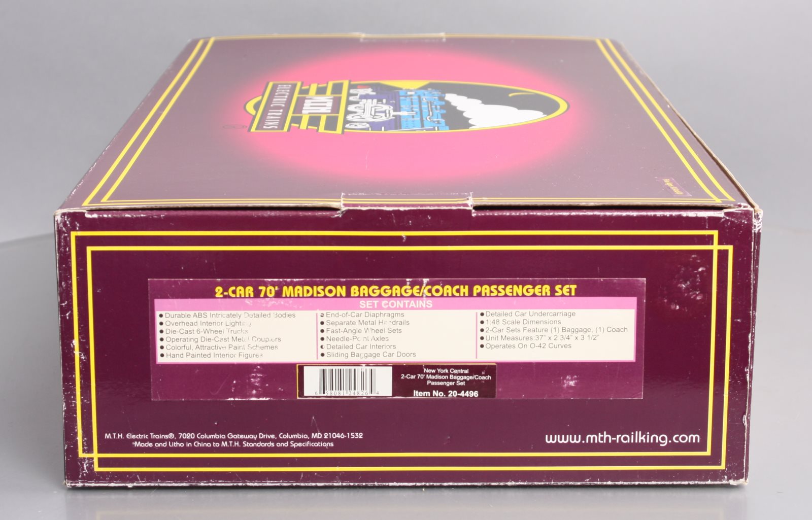 MTH 20-4496 O NYC 70’ Madison Baggage/Coach Passenger Car Set (Set of 2) LN/Box