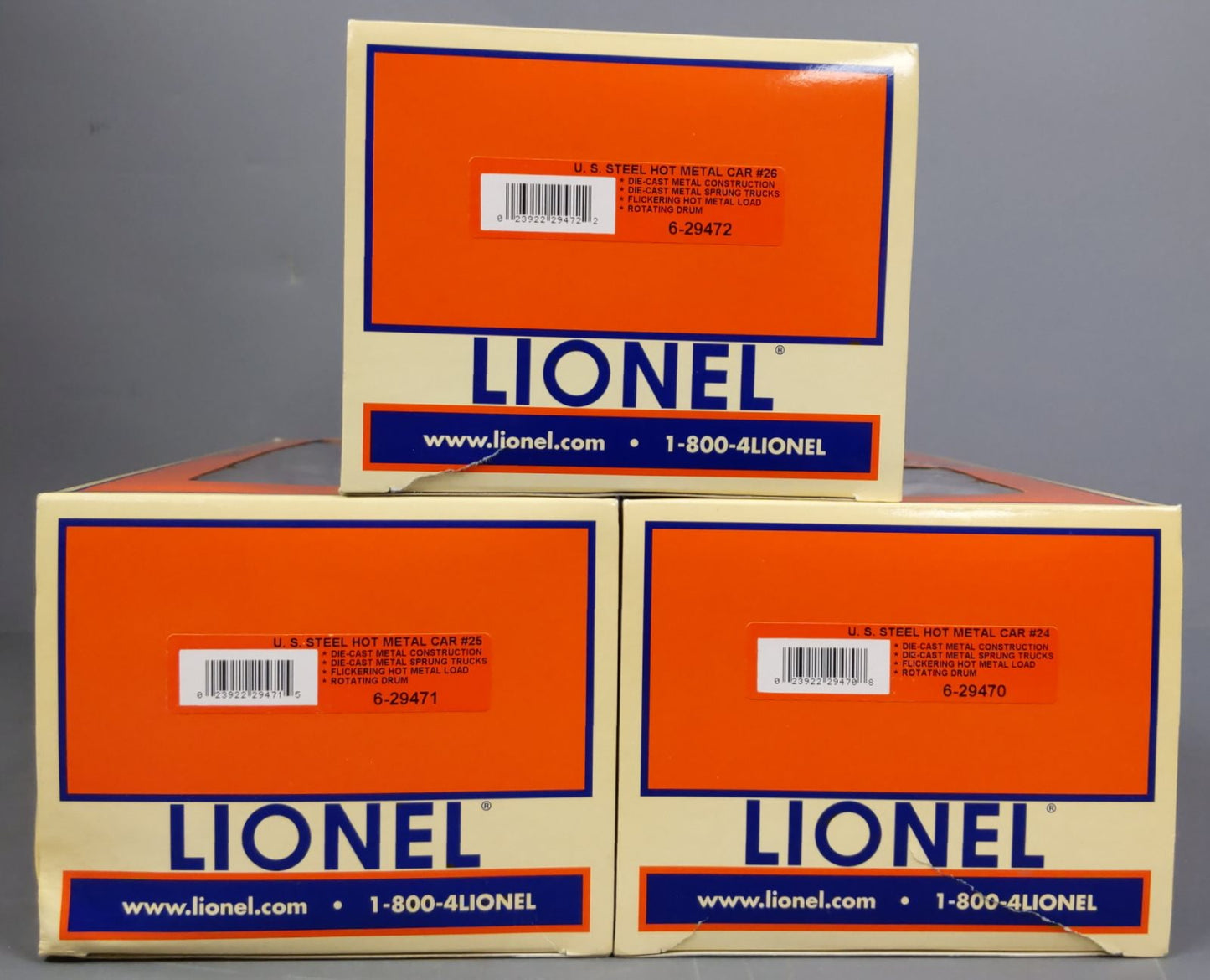 Lionel 6-29469 O U.S. Steel Hot Metal Car (Pack of 3) NIB