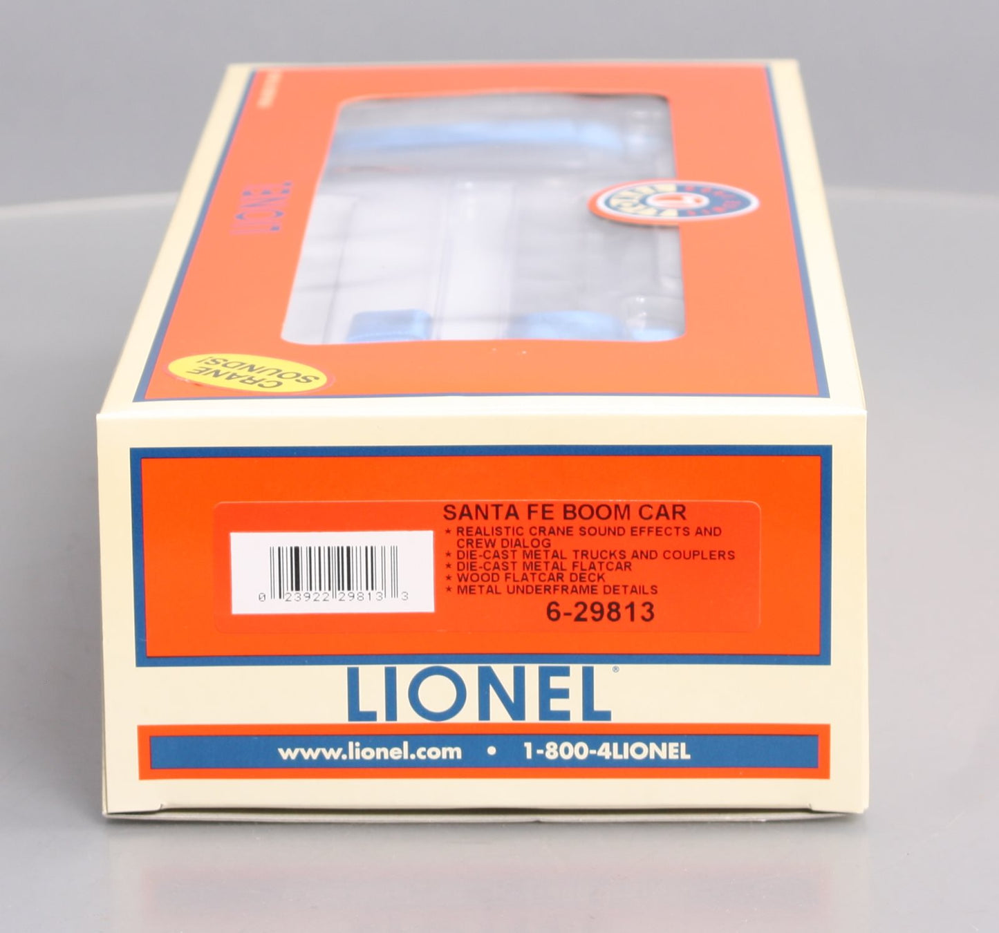 Lionel 6-29813 O Gauge Santa Fe Boom Car with TMCC & Crane Sounds