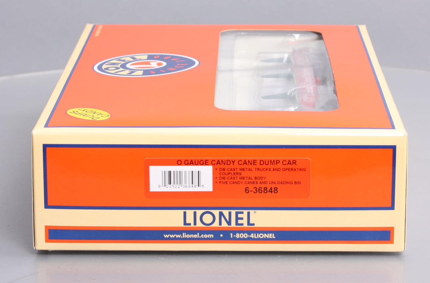 Lionel 6-36848 O Candy Cane Operating Dump Car LN/Box