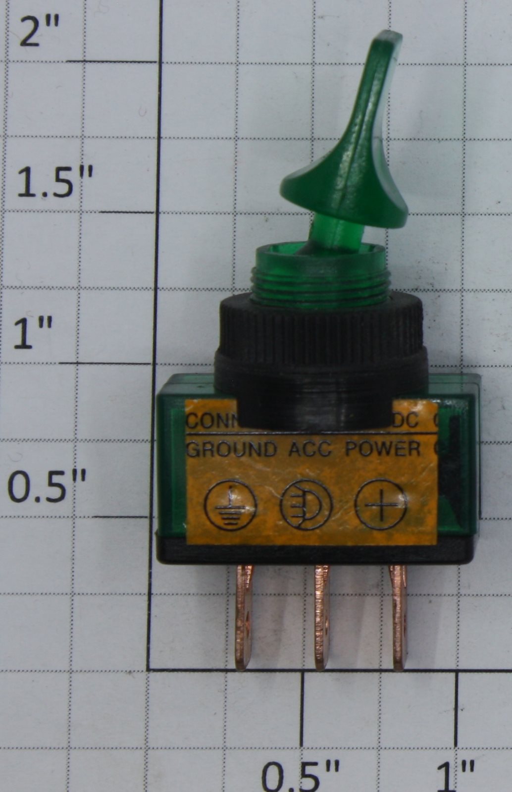 Acme 0826-17 SPDT On/Off Green Duckbill Illuminated Toggle Switch 12VDC