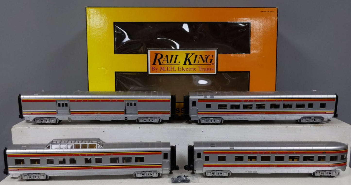 MTH 30-67057 O Santa Fe 60' Streamlined Passenger Set (Set of 4) LN/Box