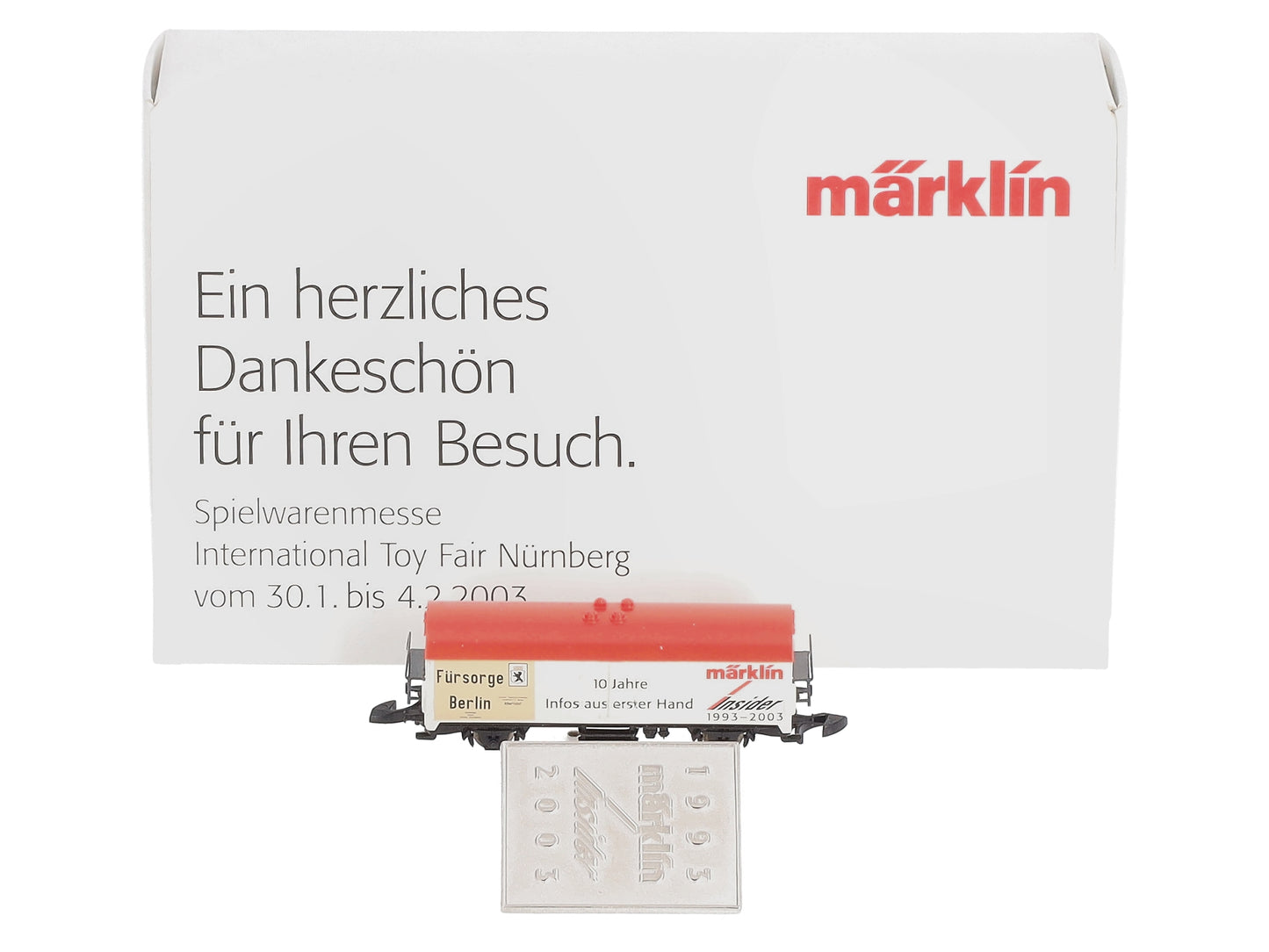 Marklin Z Care Berlin 10 J. Insider Club Freight Car 1993-2003 w/ Anniver. Pin LN/Box