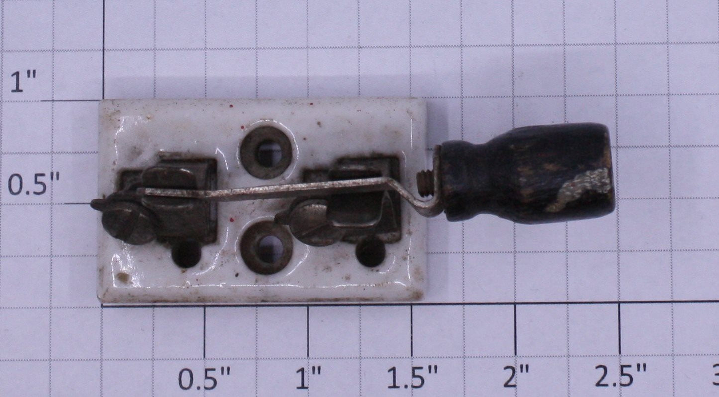 Acme 0827-16 Vintage SPST Knife Switch with Ceramic Base and Wooden Handle