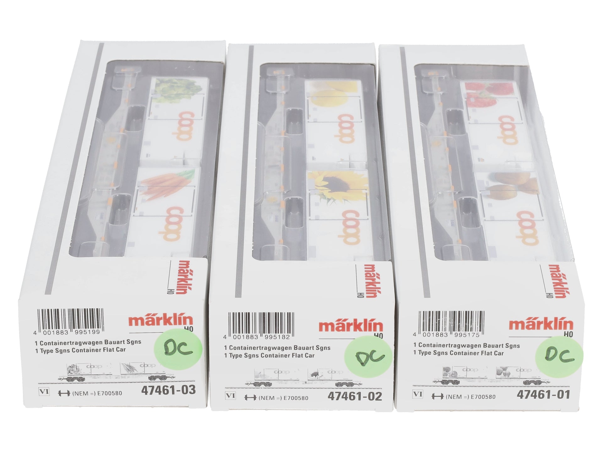 Marklin 47461 HO AAE Cargo Coop Container Flat Car (Set of 3)