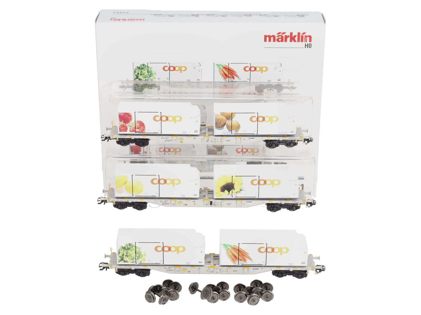 Marklin 47461 HO AAE Cargo Coop Container Flat Car (Set of 3)