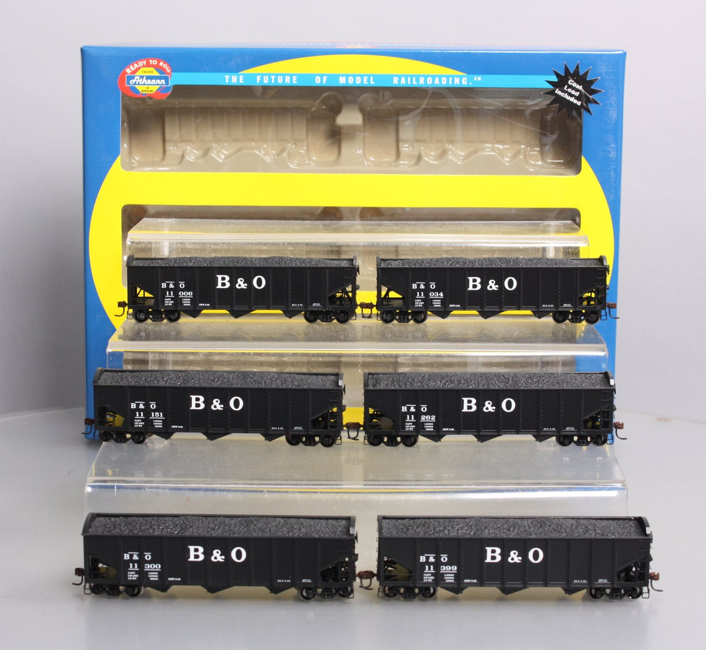 Athearn 76378 B&O 40' 3-Bay Ribbed Hopper w/Load 6-Car Set