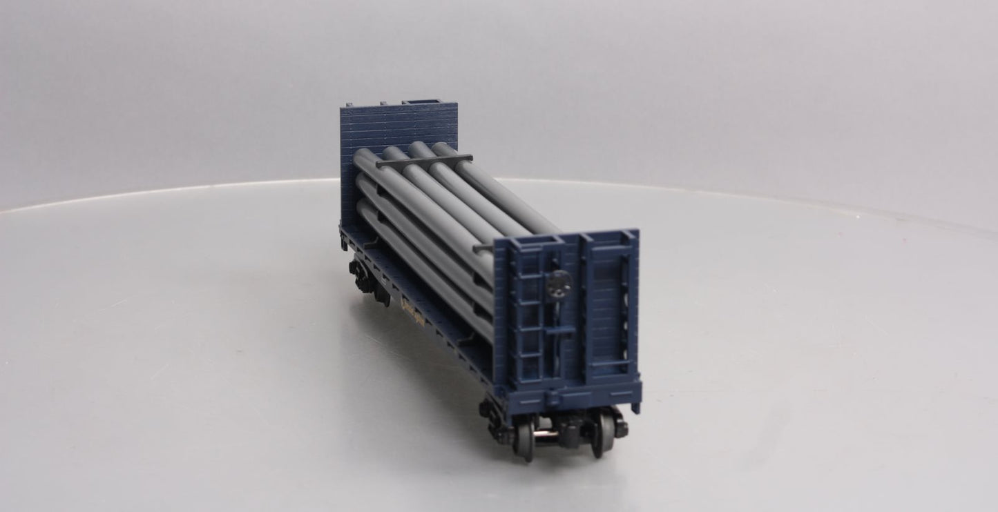 MTH 30-76363 O Chessie Flat Car w/Bulkheads & Pipe Load #9192 LN/Box
