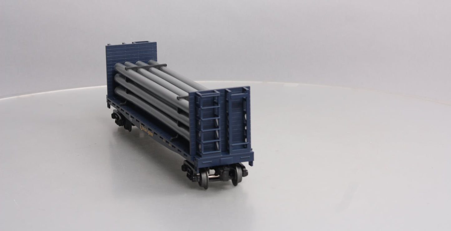 MTH 30-76363 O Gauge Chessie Flat Car w/Bulkheads & Pipe Load #9192