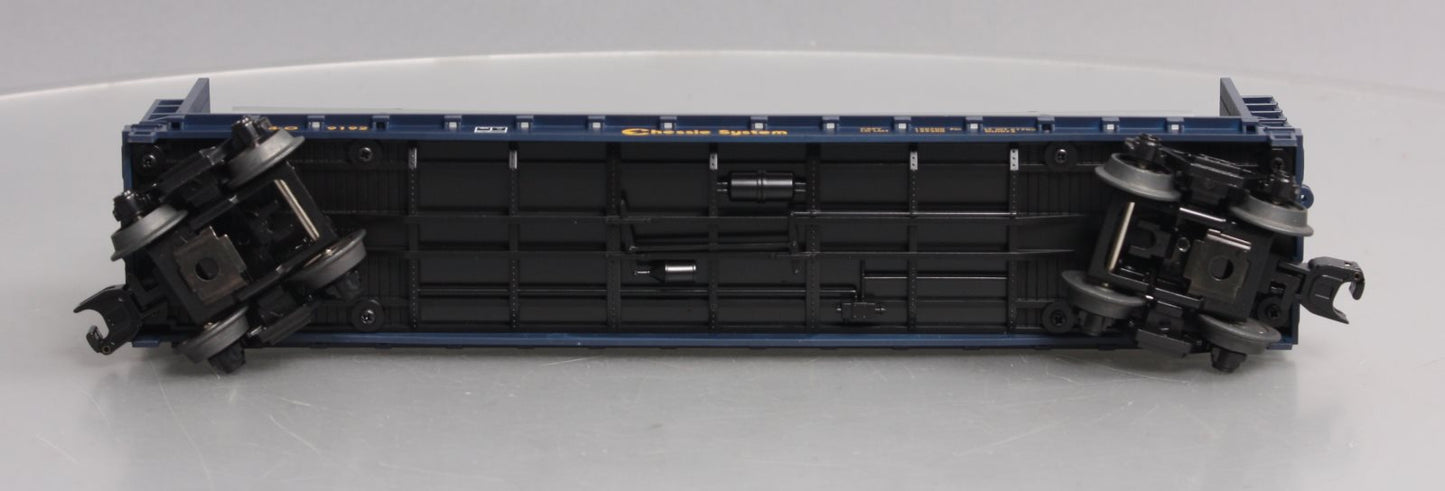 MTH 30-76363 O Gauge Chessie Flat Car w/Bulkheads & Pipe Load #9192