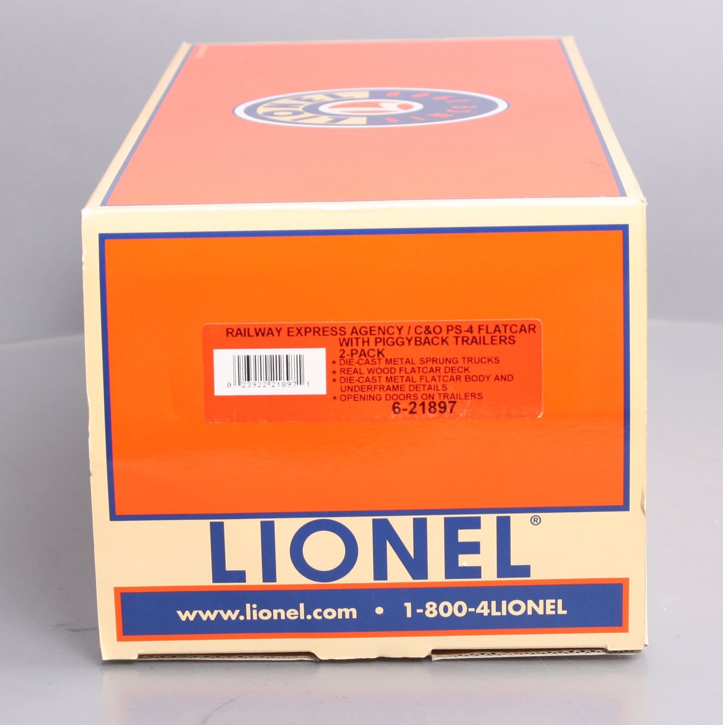 Lionel 6-21897 O C&O PS-4 Flatcars with REA Piggyback Trailers (Set of 2)