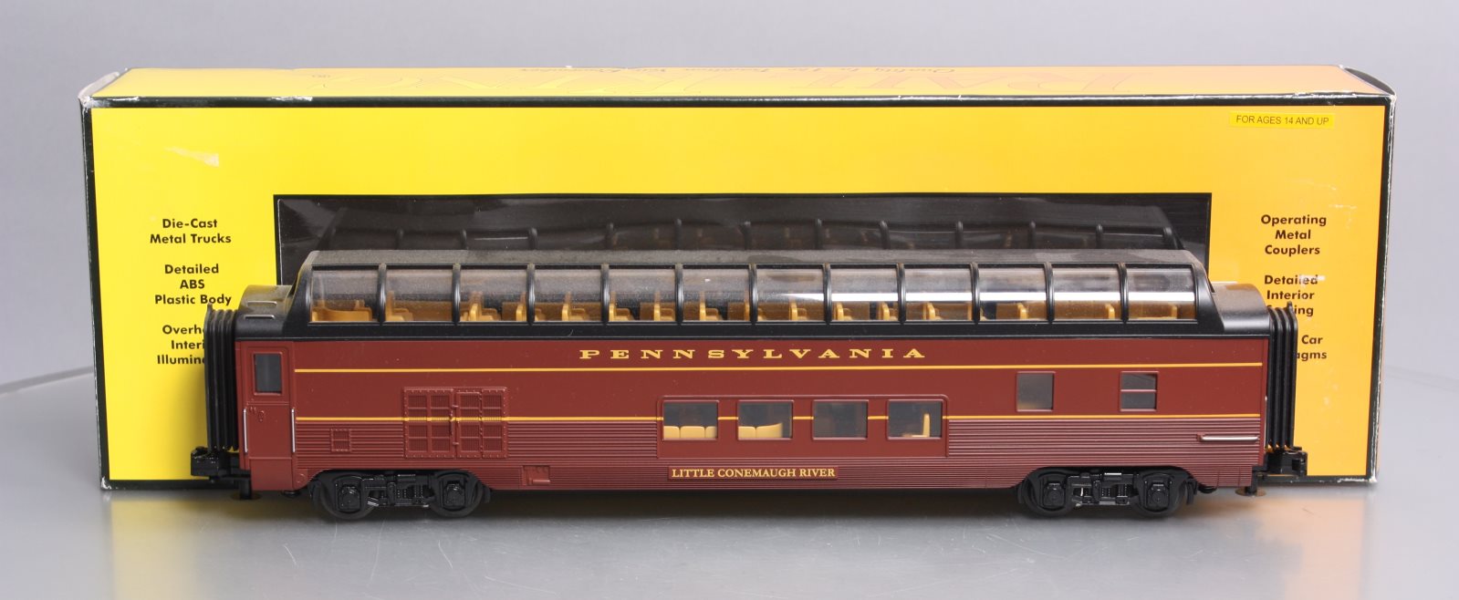 MTH 30-67487 O Pennsylvania 60' Streamlined ABS Full-Length Vista Dome Car