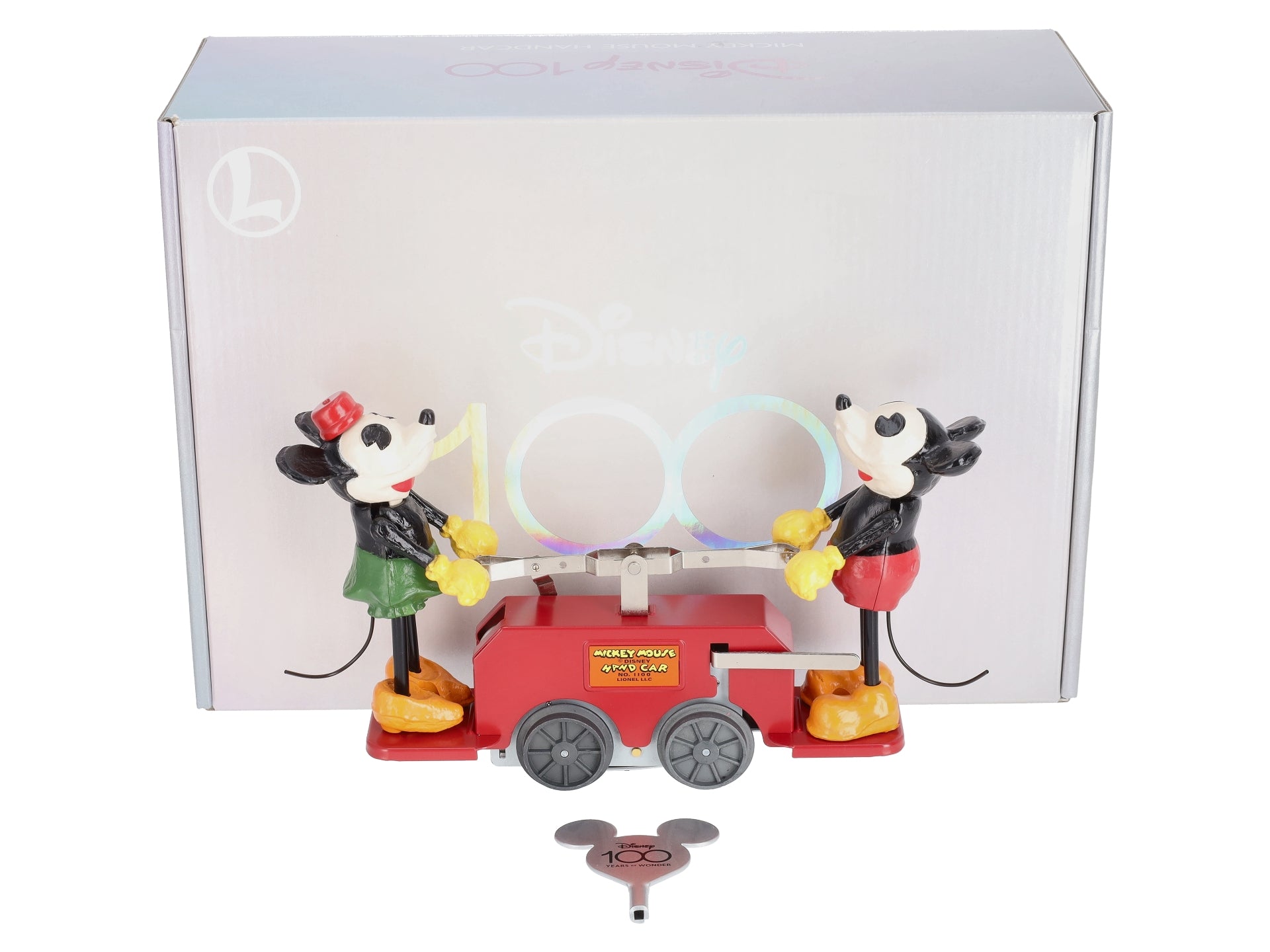 Lionel 2335190 O Gauge Disney's Mickey Mouse and Minnie Mouse Red Handcar NIB