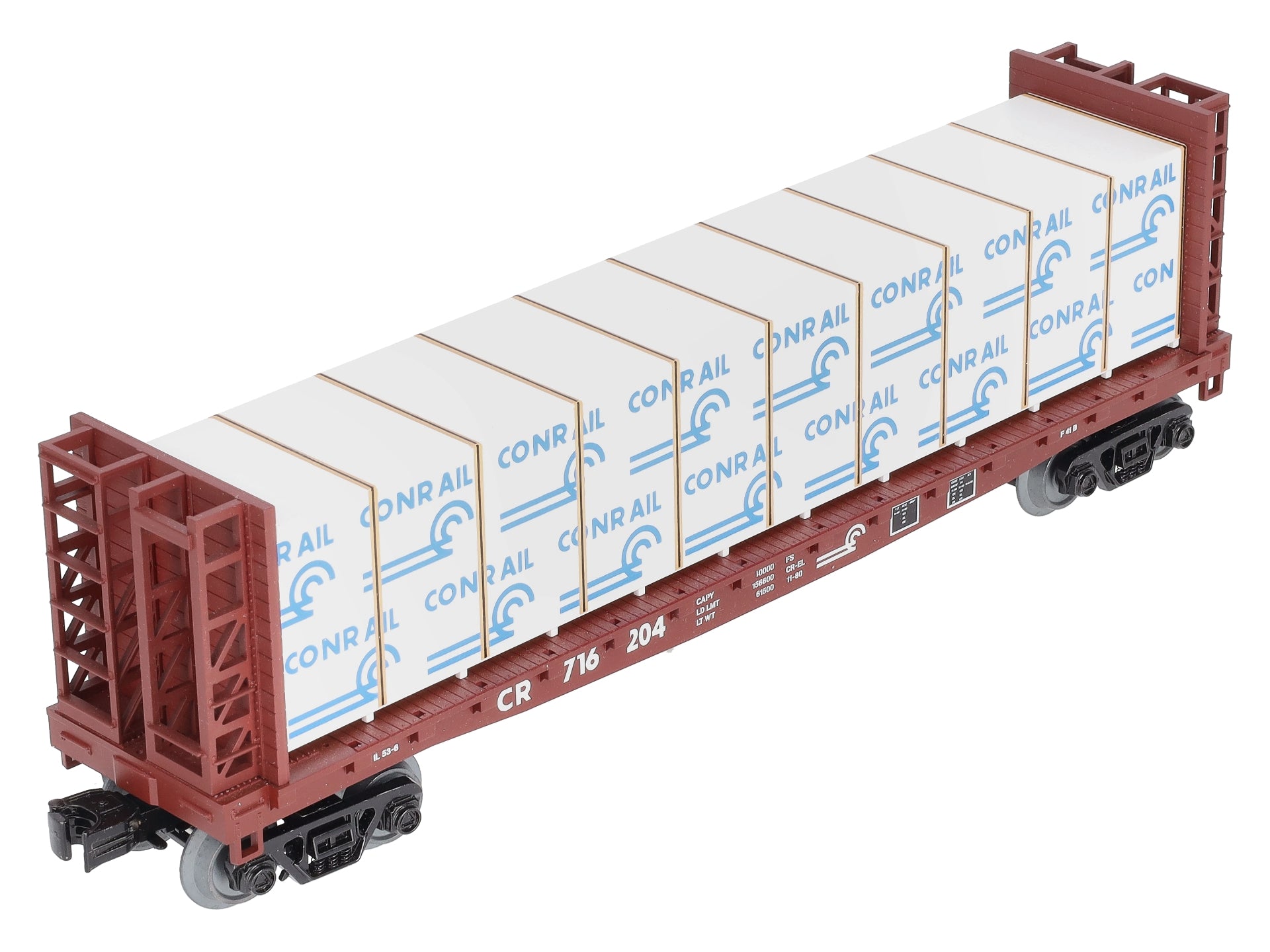MTH 30-76613 O Conrail Bulkhead Flatcar w/ Lumber Load 3-Rail  #716204
