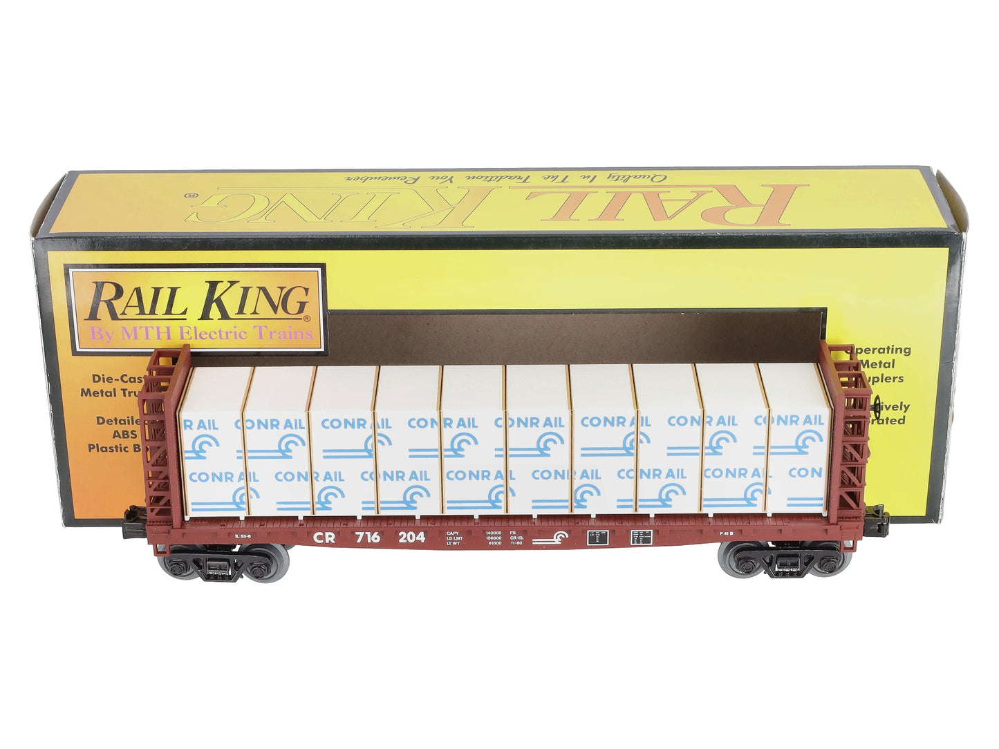 MTH 30-76613 O Conrail Bulkhead Flatcar w/ Lumber Load 3-Rail  #716204