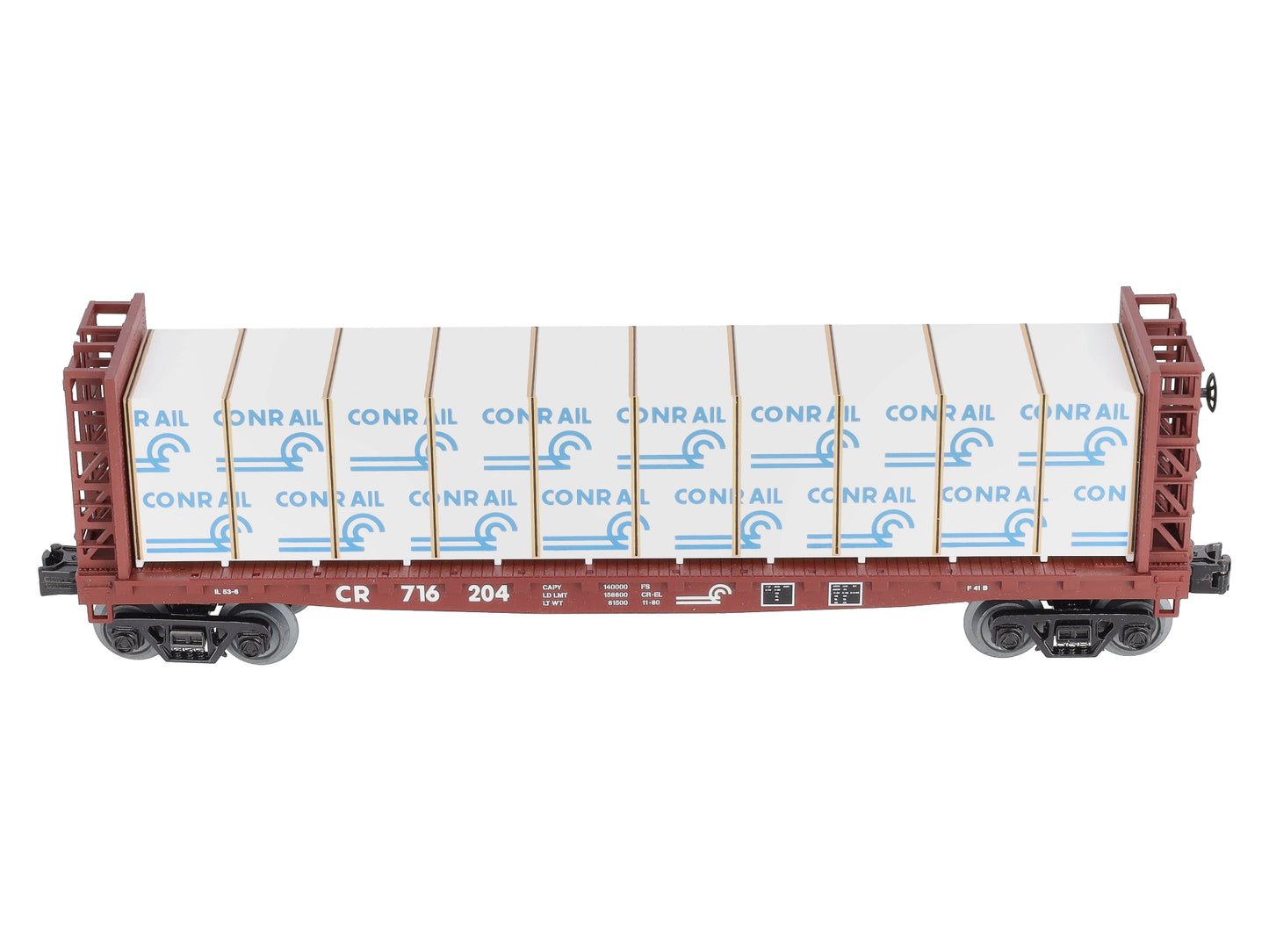 MTH 30-76613 O Conrail Bulkhead Flatcar w/ Lumber Load 3-Rail  #716204