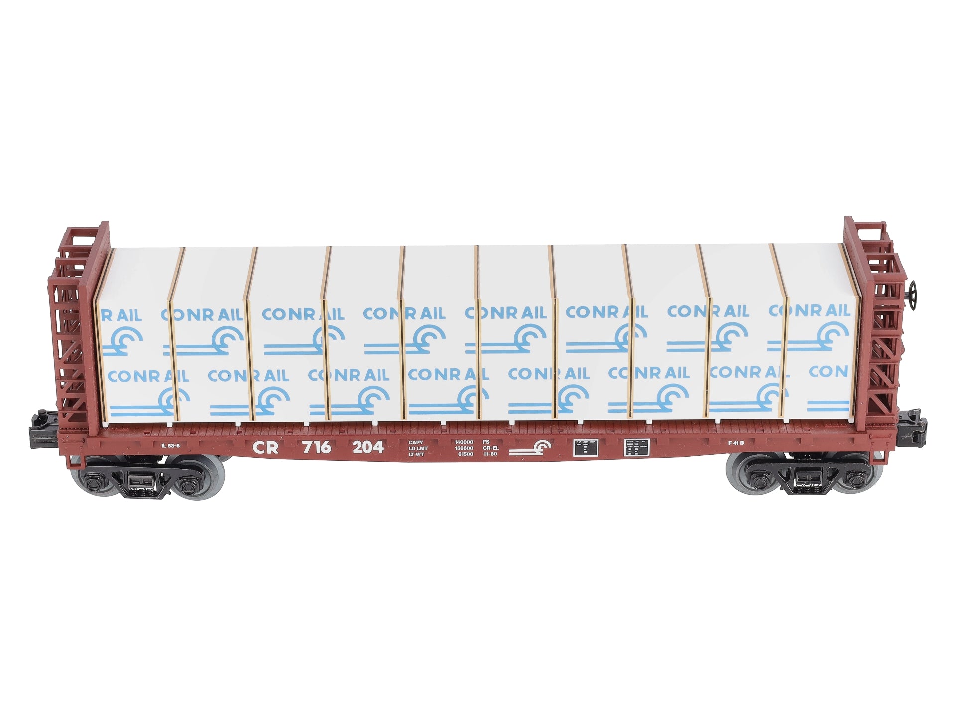 MTH 30-76613 O Conrail Bulkhead Flatcar w/ Lumber Load 3-Rail  #716204