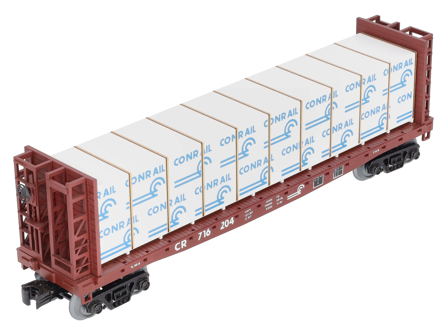 MTH 30-76613 O Conrail Bulkhead Flatcar w/ Lumber Load 3-Rail  #716204