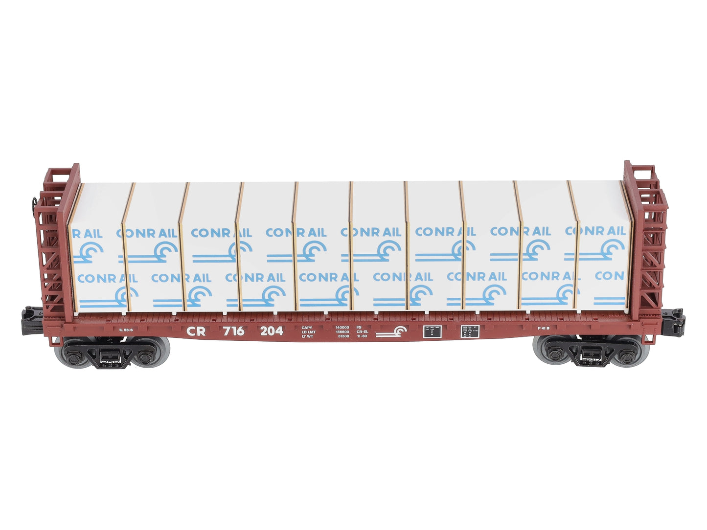 MTH 30-76613 O Conrail Bulkhead Flatcar w/ Lumber Load 3-Rail  #716204