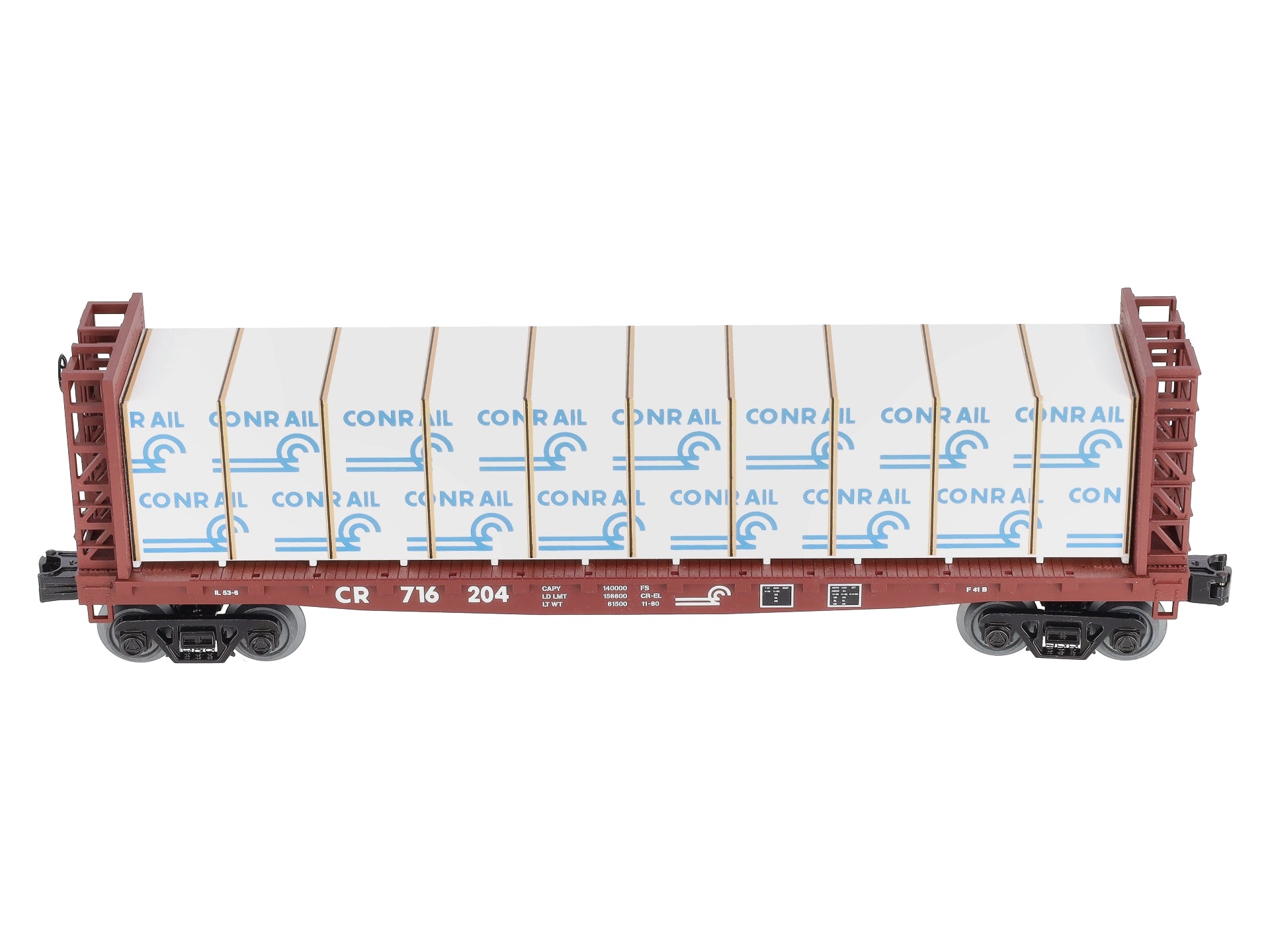 MTH 30-76613 O Conrail Bulkhead Flatcar w/ Lumber Load 3-Rail  #716204