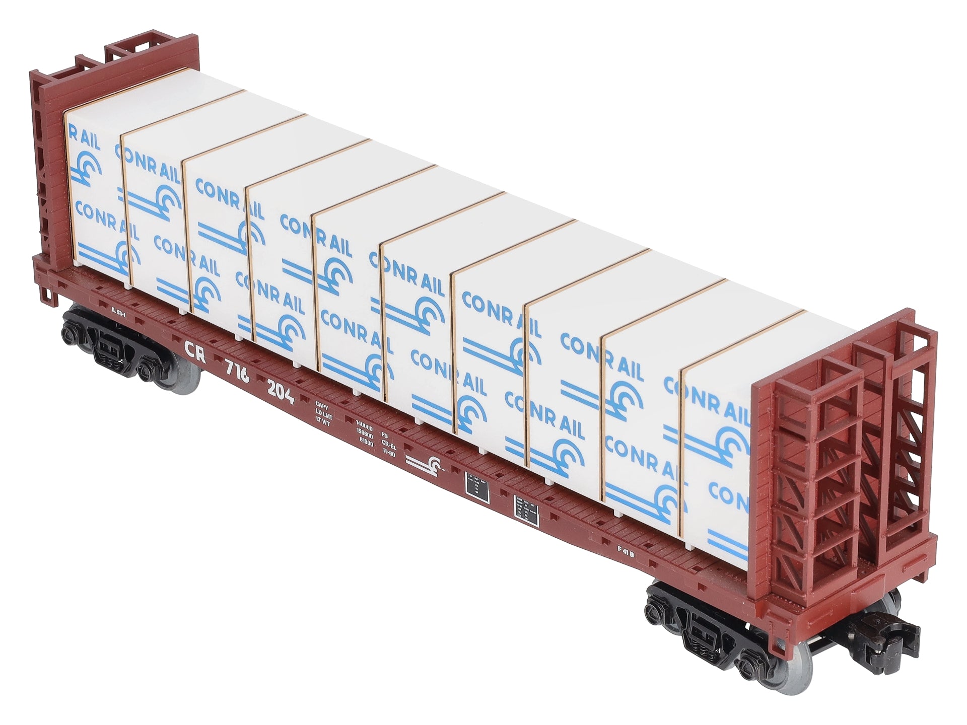 MTH 30-76613 O Conrail Bulkhead Flatcar w/ Lumber Load 3-Rail  #716204