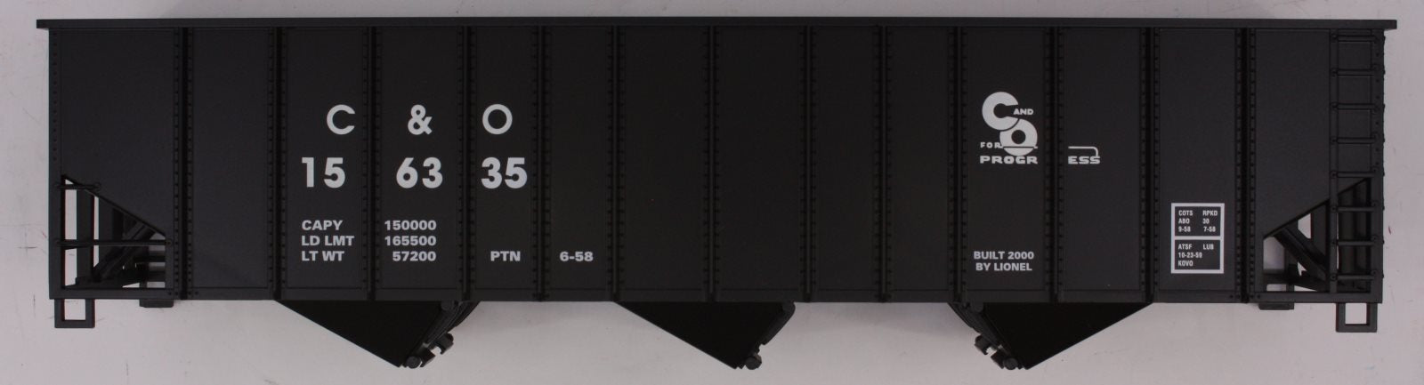 Lionel 17153-7  C&O 3-Bay Hopper Body Shell #156335