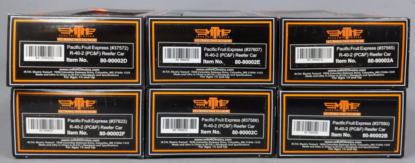 MTH 80-90002 HO Pacific Fruit Express R40-2 Reefer Car Set (Set of 6)