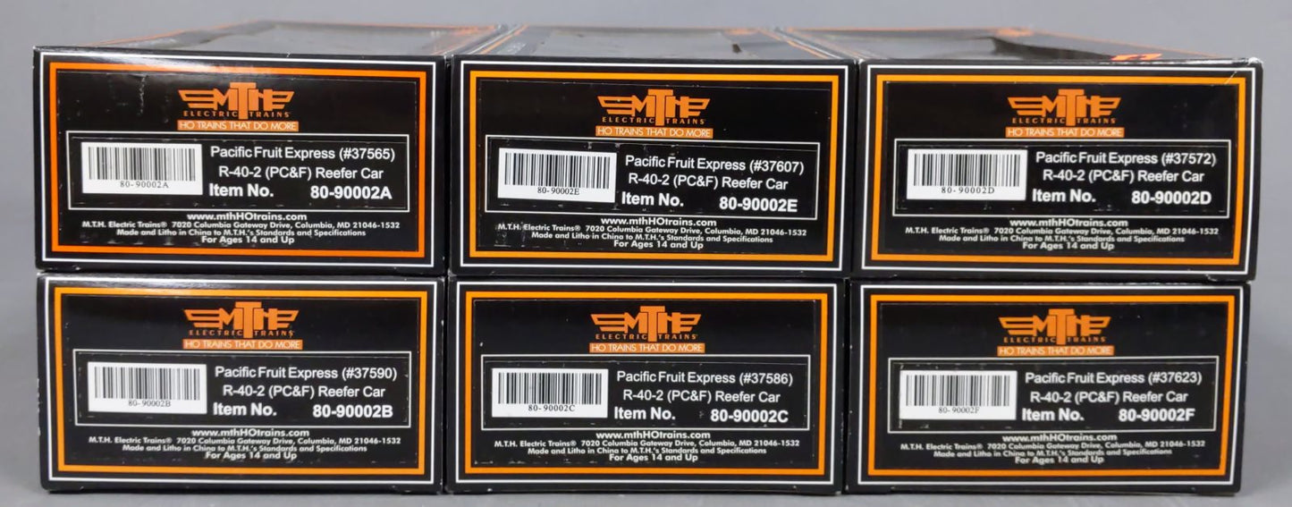 MTH 80-90002 HO Pacific Fruit Express R40-2 Reefer Car Set (Set of 6)