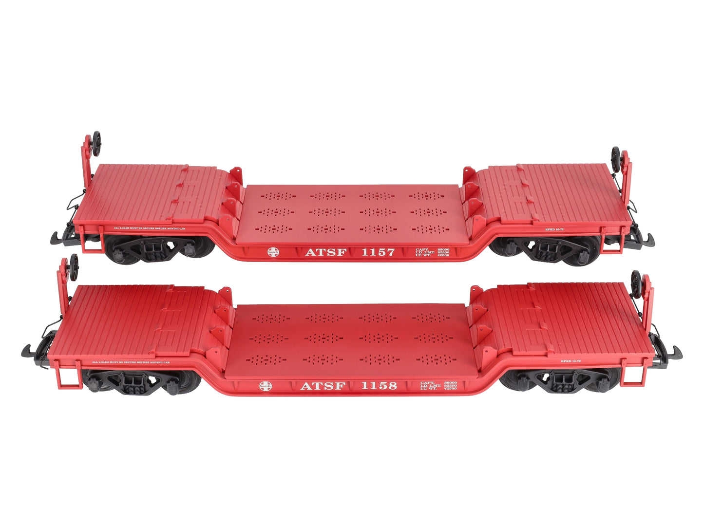 USA Trains R17334-1 G Gauge Santa Fe Depressed Center Flatcar 2 Car Pack