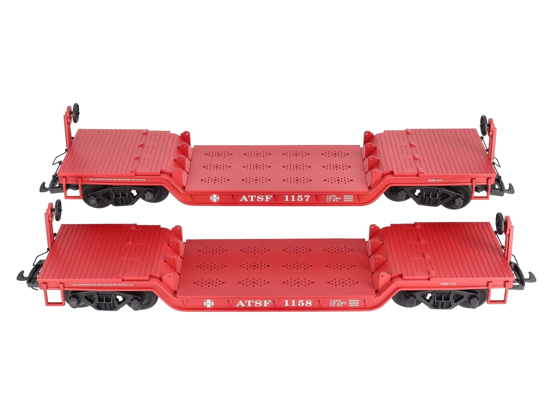 USA Trains R17334-1 G Gauge Santa Fe Depressed Center Flatcar 2 Car Pack