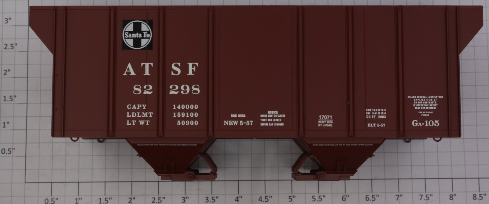 Lionel 17071-2 Santa Fe PS-2 Hopper Freight Car Shell #82298