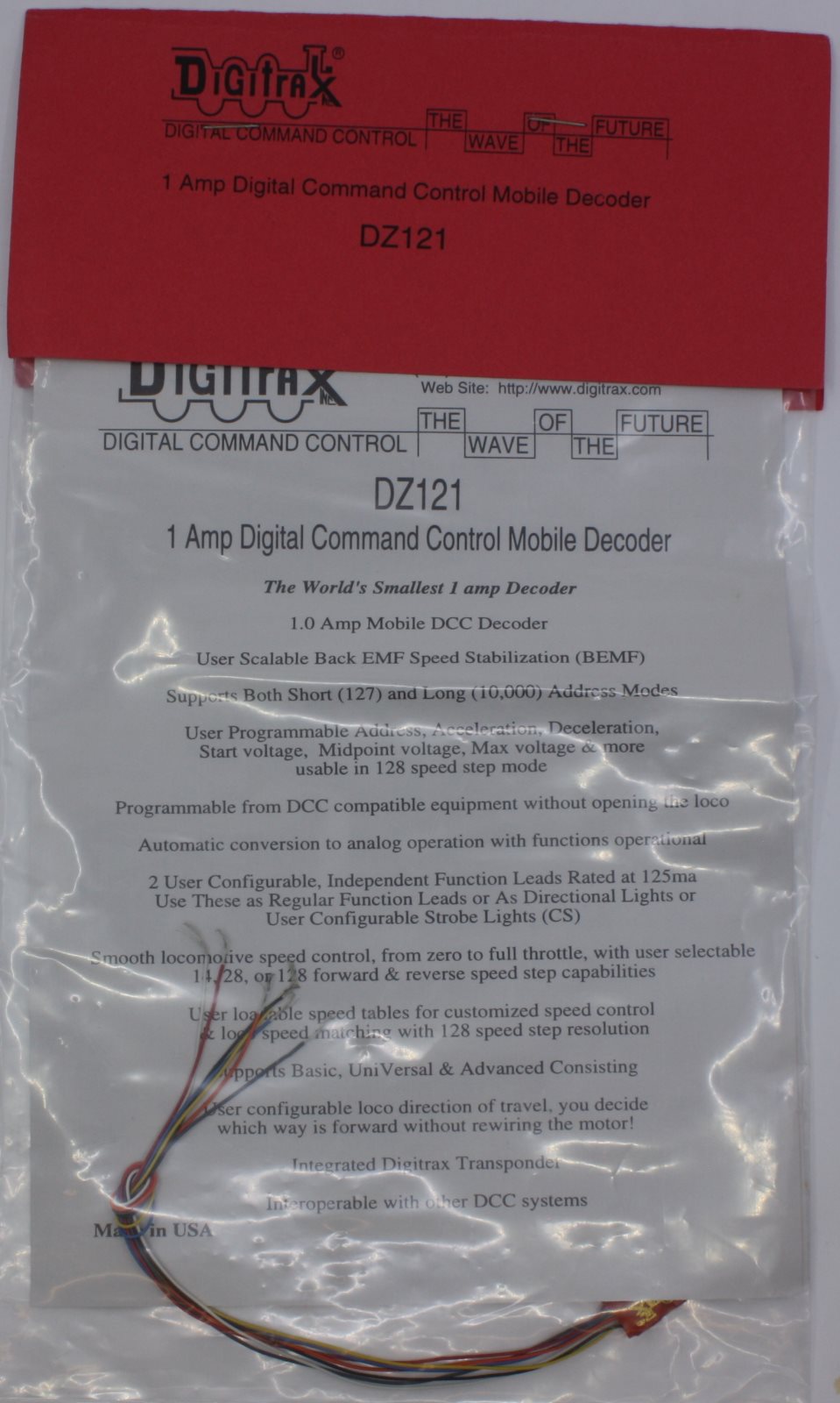 Digitrax DZ121 1.0-Amp Digital Command Control Mobile Decoder